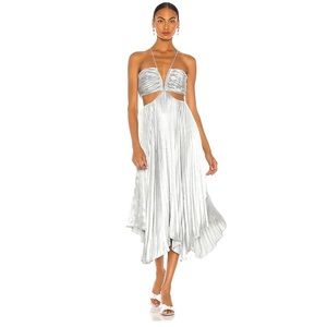 REVOLVE  COLLECTION  AIIFOS  Pleated Cutout Evie Dress in Silver